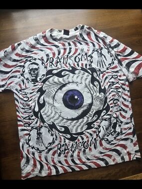 Ransom Graphic Eye Print Tee - White, Black, Red, Purple